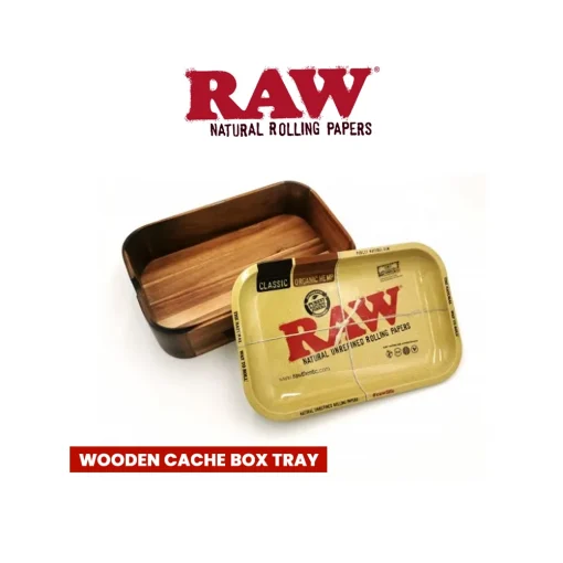 RAW WOODEN CACHE BOX WITH TRAY