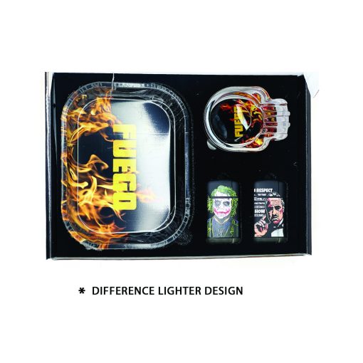 FUEGO ASHTRAY AND TRAY WITH LIGHTER SET