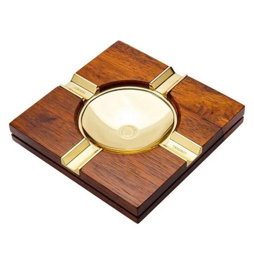 LUBINSKI WOODEN METAL CIGAR ASHTRAY GOLD