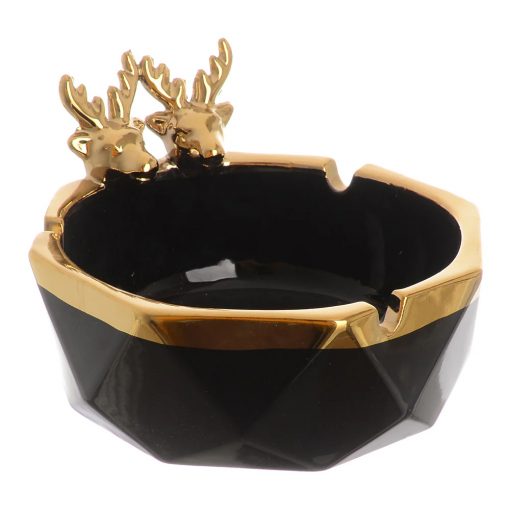 CERAMIC DOUBLE DEER WITH BASE DIAMOND ASHTRAY BIG - Image 2