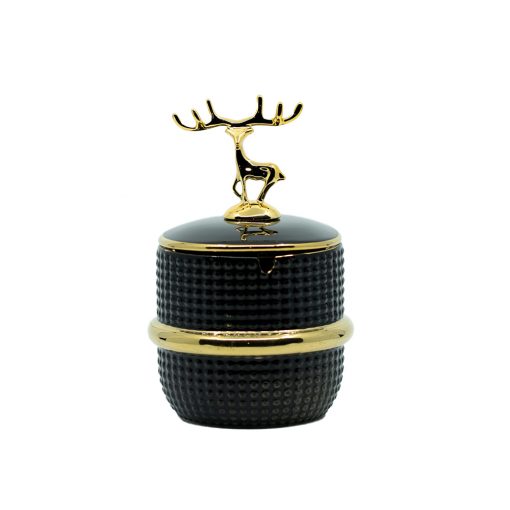 CERAMIC SINGLE DEER COVER WITH BOX ASHTRAY